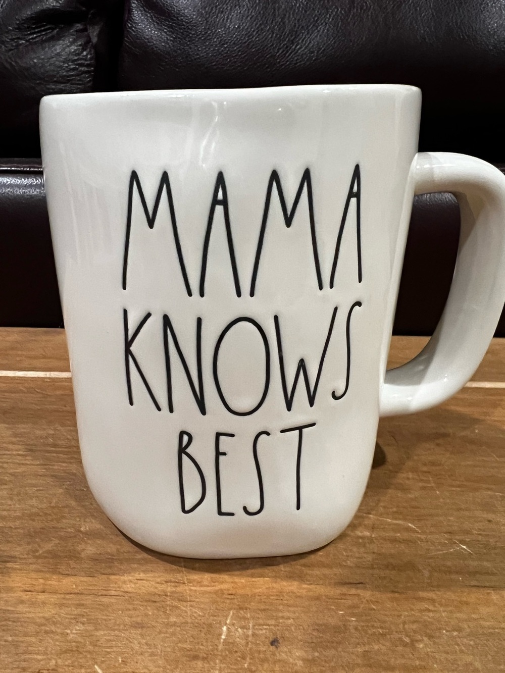 Rae Dunn “Mama Knows Best” coffee mug. Excellent condition.